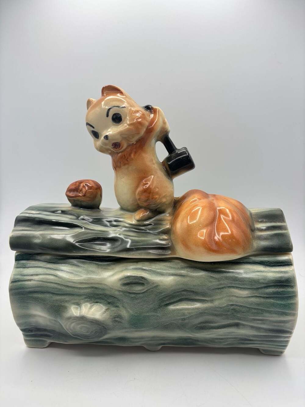 Vintage 1965 Brush McCoy Collector Cookie Jar- Squirrel and Walnut - Antique